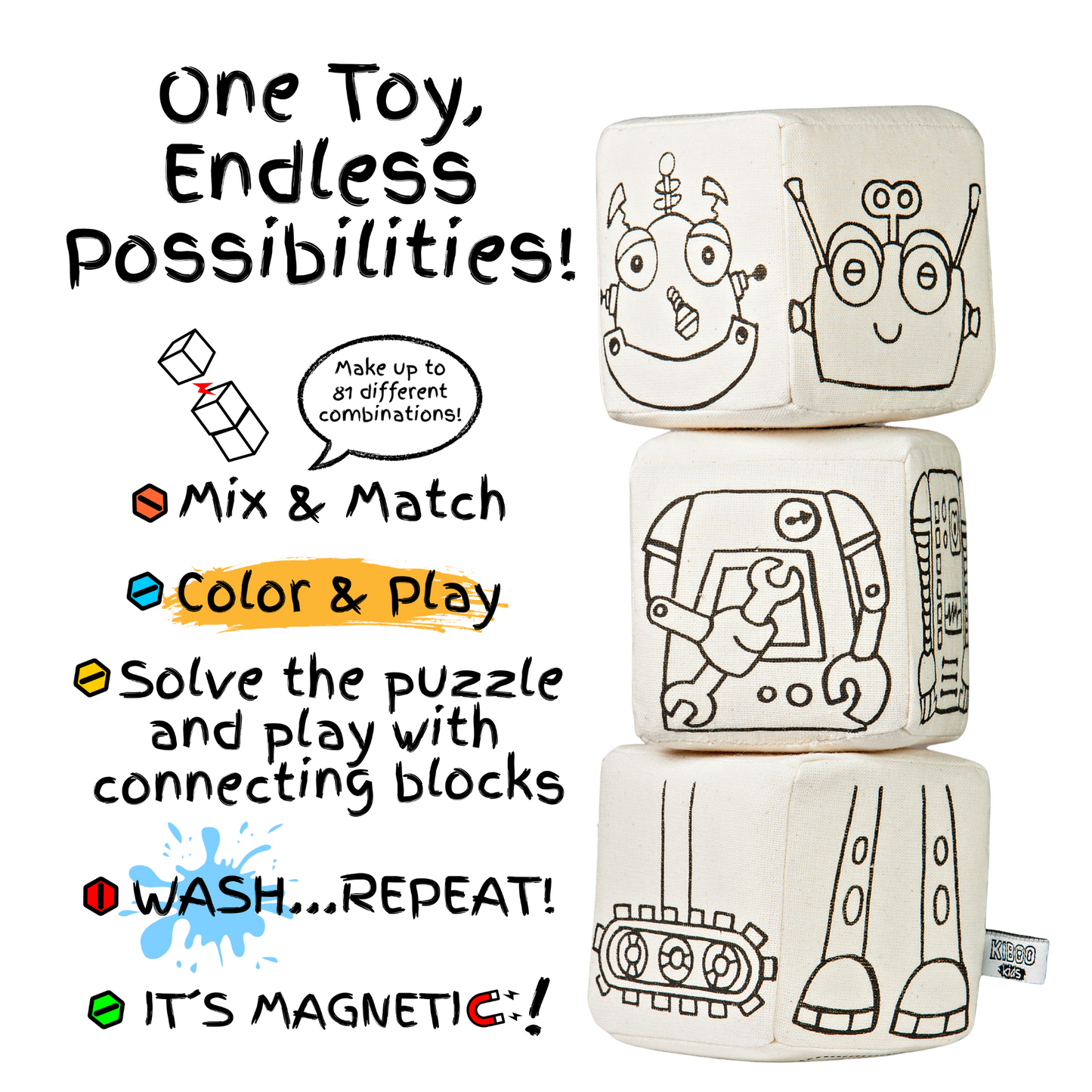 Kiboo Blocks with Magnets - Robot Set