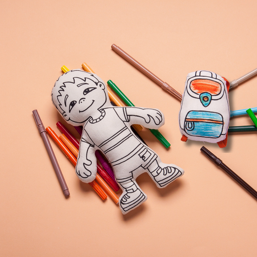 Kiboo Kids Doll for Coloring Asian Boy with Pocket