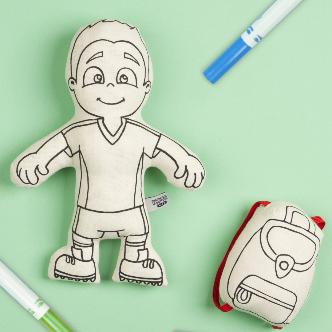 Kiboo Kids Soccer Series: Soccer Boy Doll - Colorable and Washable for Creative Play