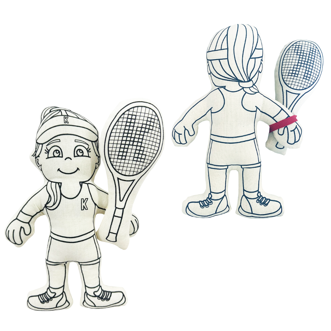 Kiboo Kids Sports Series: Color your Own Doll - Girl Tennis Player with Mini Racket
