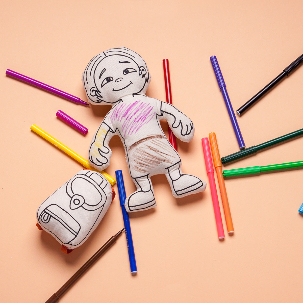 Doll for coloring - Gender Neutral - Kid with Parted Hair