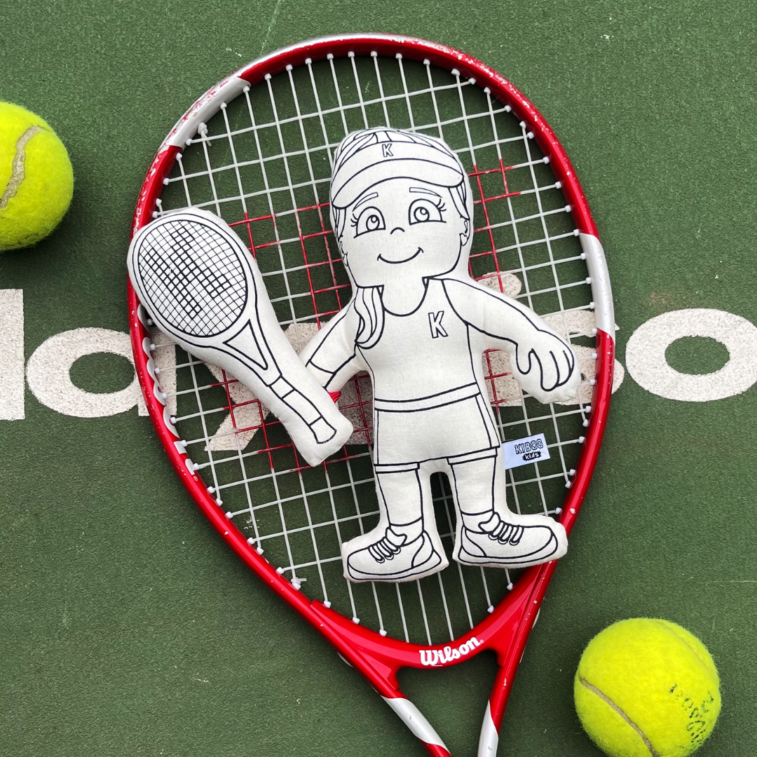 Kiboo Kids Sports Series: Color your Own Doll - Girl Tennis Player with Mini Racket