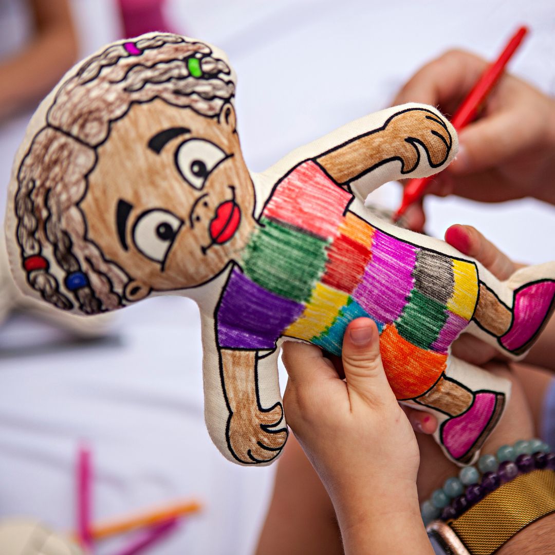 Doll for coloring - Gender Neutral - Kid with Locks