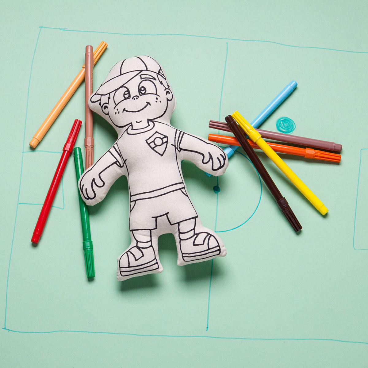 Kiboo Kids: Boy with Cap - Colorable and Washable Doll for Creative Play