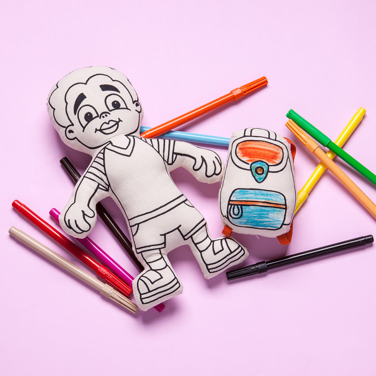 Kiboo Kids doll for coloring boy with stripes t-shirt