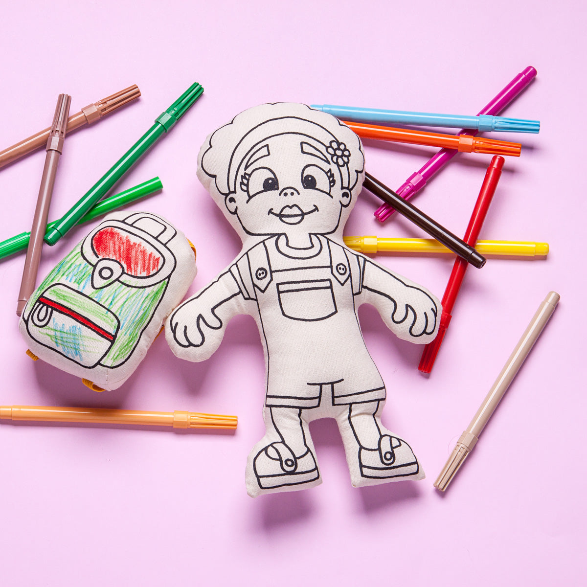 Girl with Flower Headband - doll for coloring - Kiboo Kids