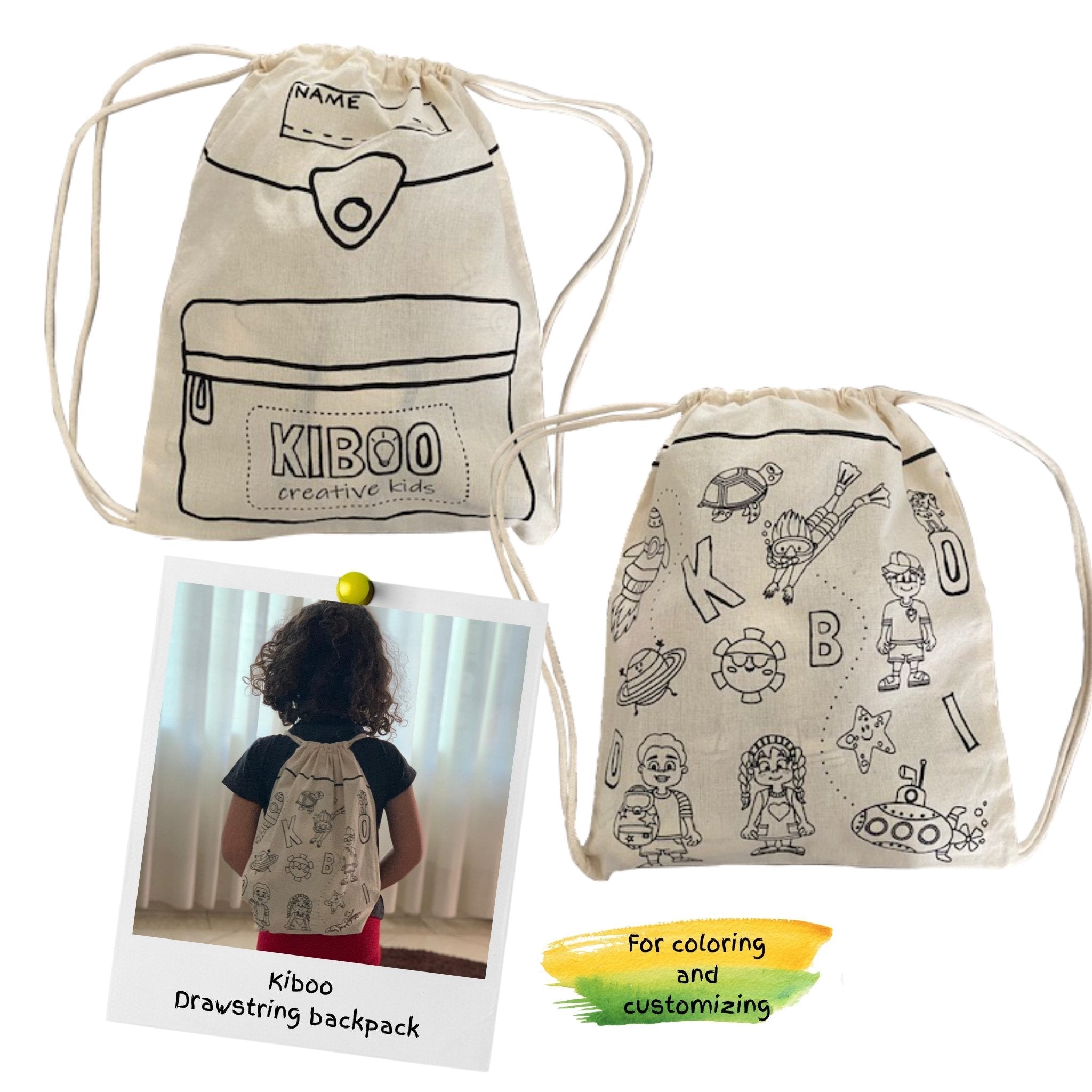 Kiboo Child-Size Drawstring Backpack for Coloring