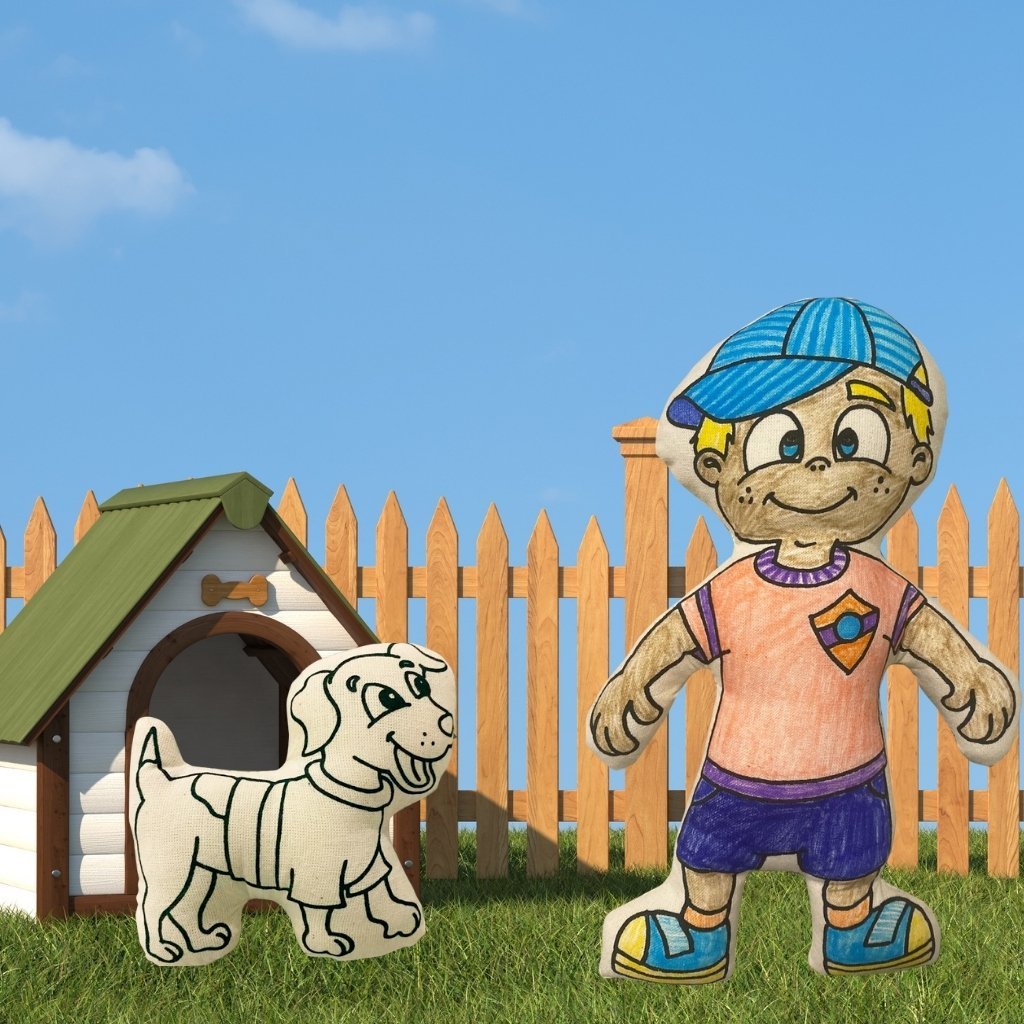 Puppy doll for coloring and pretend play - Kiboo Creative