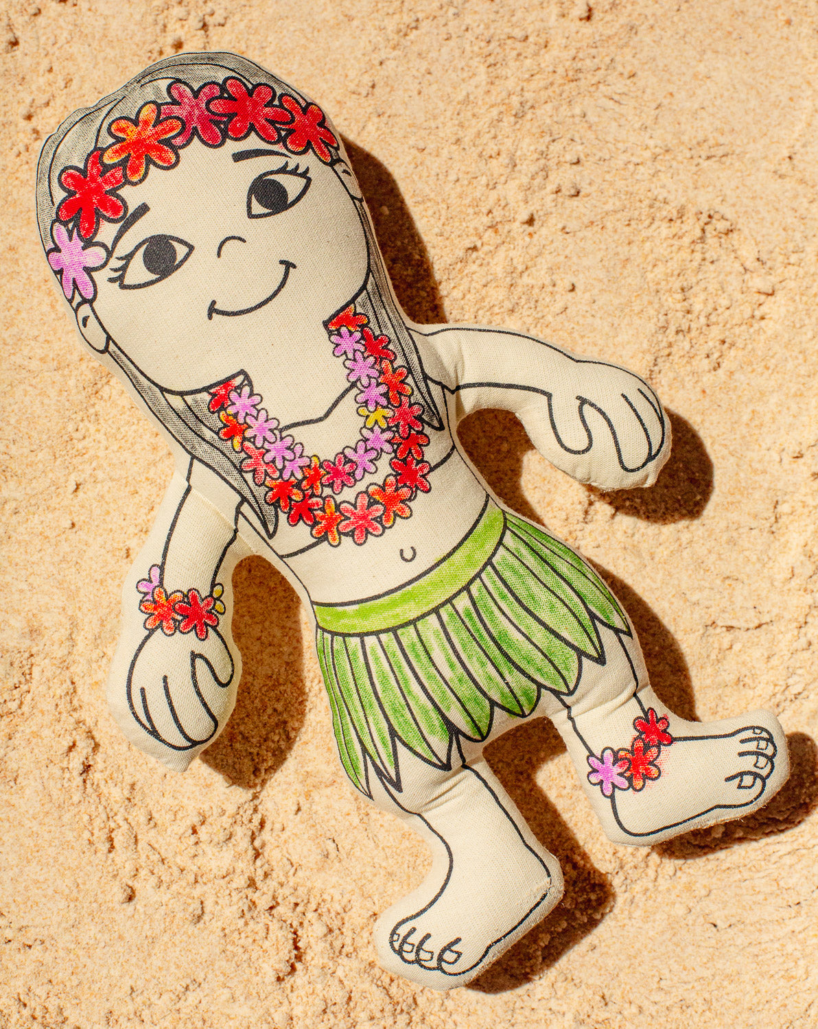 Kiboo Kids: Hula Girl with Mini Pineapple Backpack - Colorable and Washable Doll for Creative Play