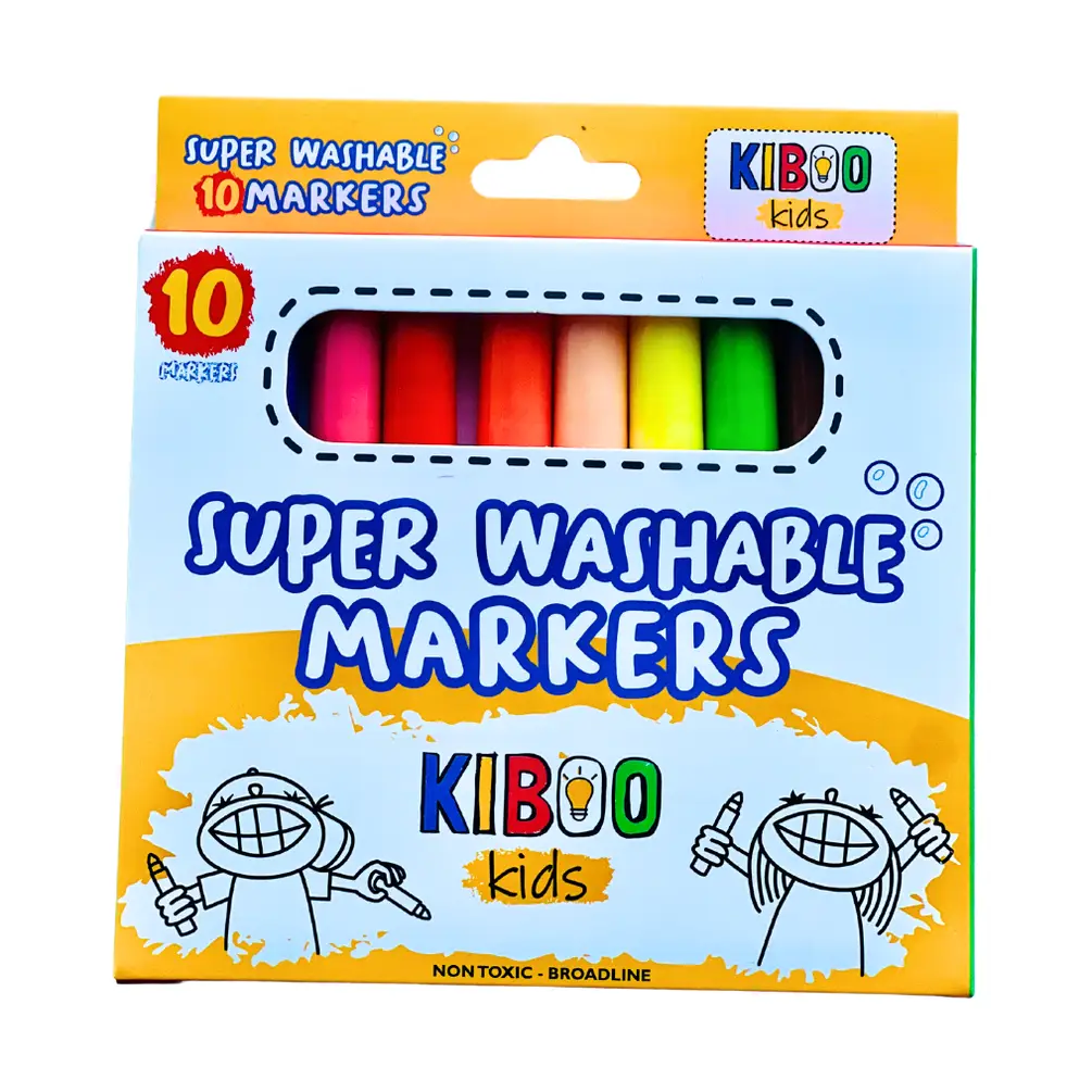 Kiboo Kids Super Washable Markers Broad Line - 10 Color Pack