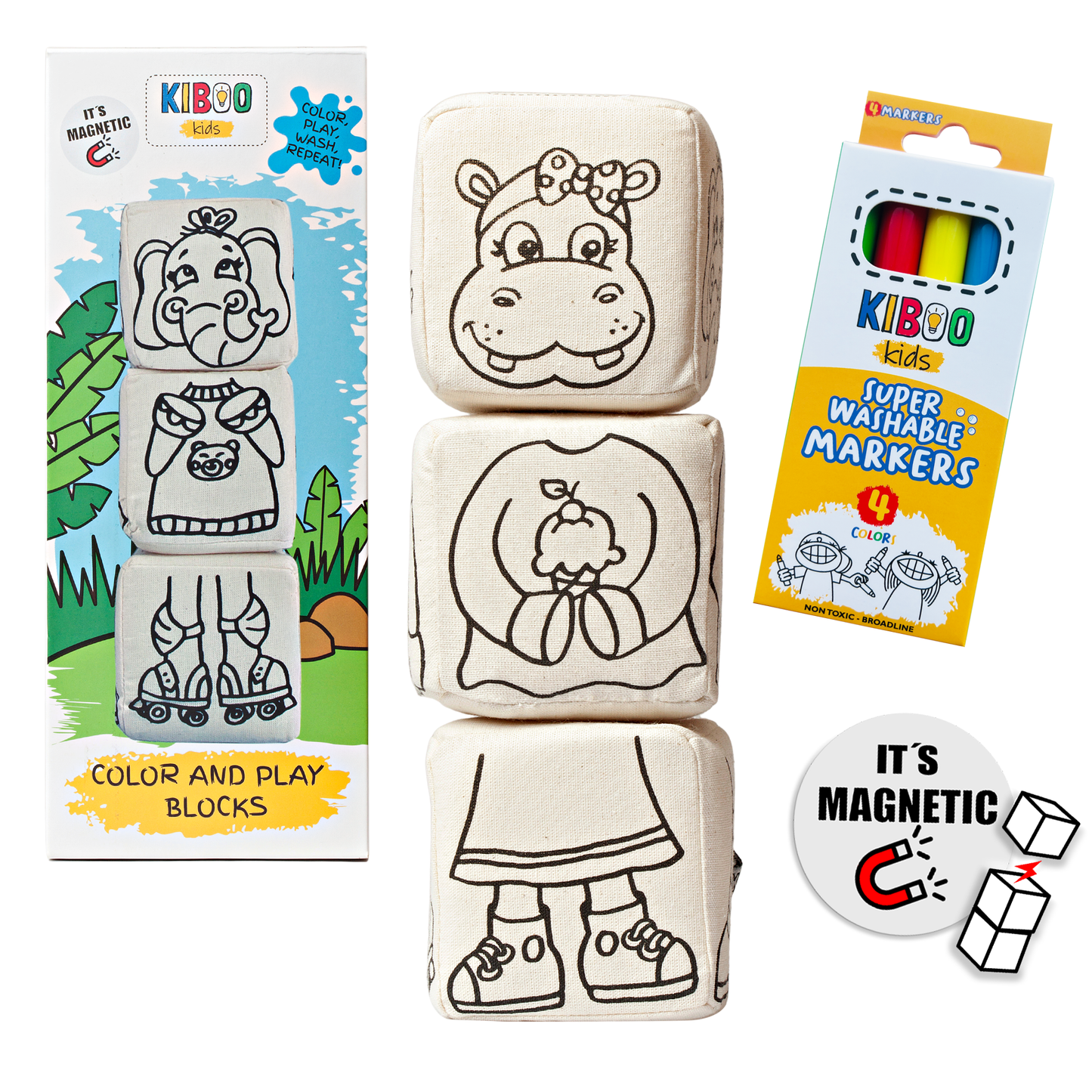 Kiboo Kids Blocks with Magnets - Animal Set