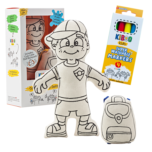 Kiboo Kids: Boy with Cap - Colorable and Washable Doll for Creative Play