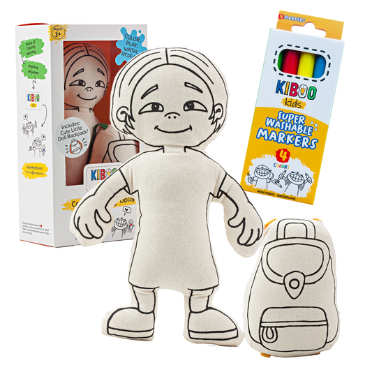 Kiboo Kids: Doll for coloring - Gender Neutral - Kid with Parted Hair