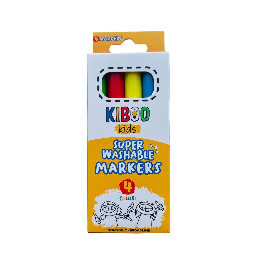 Kiboo Kids Super Washable Markers Broad Line - 4 Color Pack